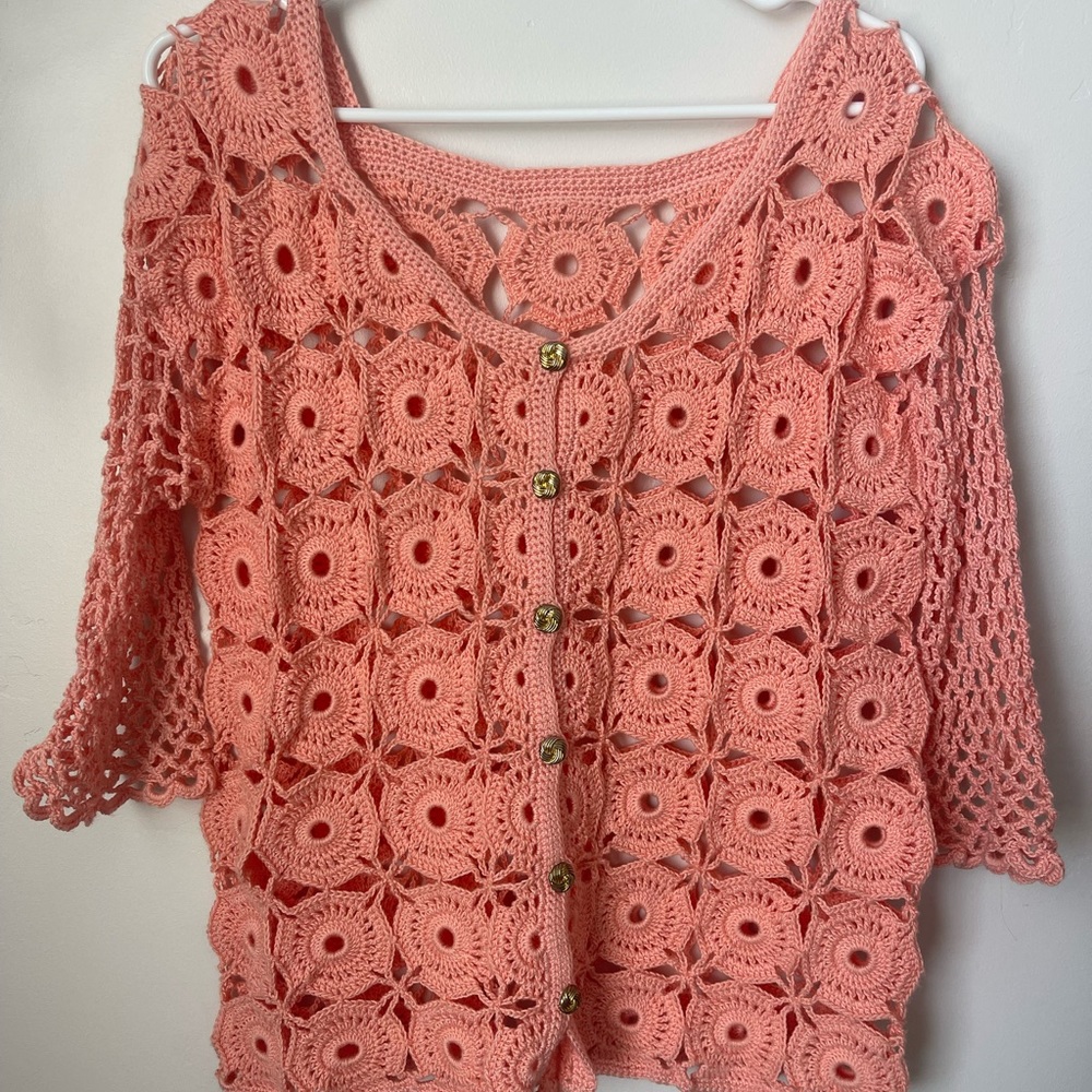 Crochet top with gold buttons